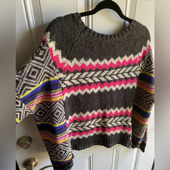 Painted Oyster Upcycled One Of A Kind Sweater Fits Small-Large Colorful Unique - Picture 4 of 4